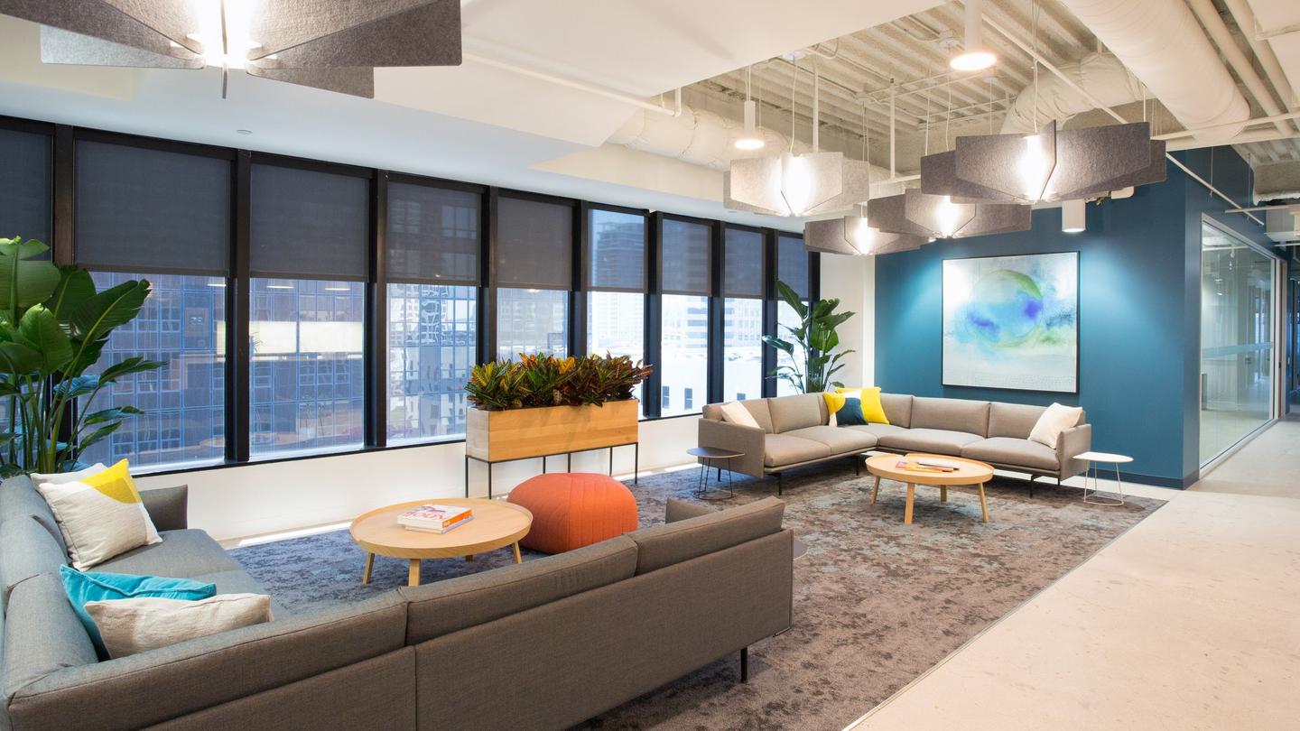 The interior of a shared office space provided by Carr.