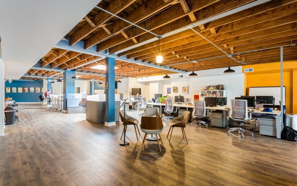 An interior shot of a Co-Working space in Chicago