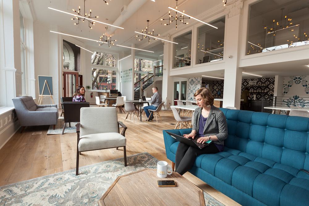 An interior shot of a Co-Working space in Seattle