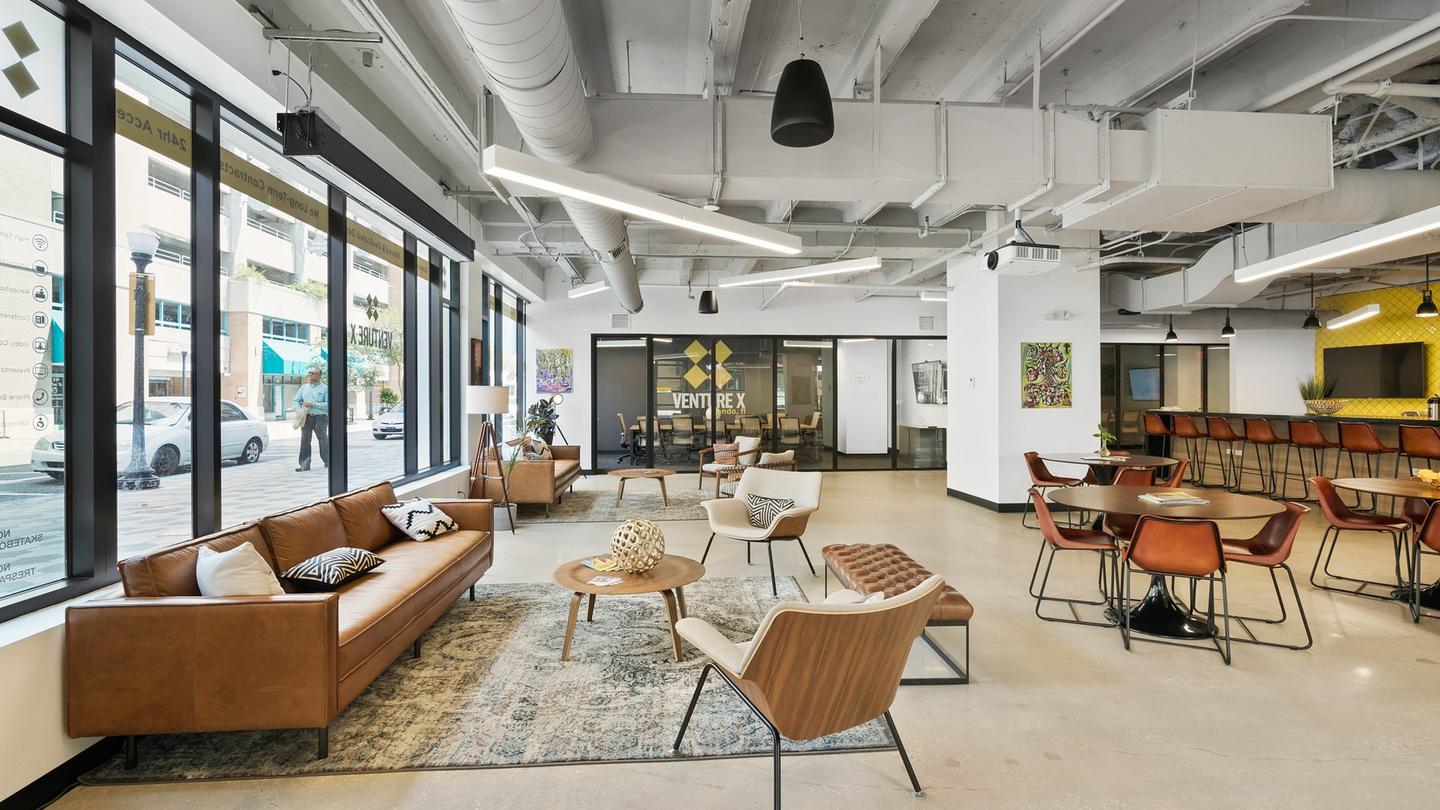 The interior of a shared office space provided by Venture X.